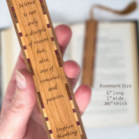 Stephen Hawking  Science Quote Handmade Engraved Wooden Bookmark - Made in the USA