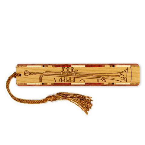 Trumpet Musical Instrument Handmade Engraved Wooden Bookmark - Made in the USA