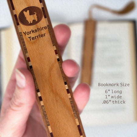 Yorkshire Terrier Yorkie Handmade Engraved Dog Wooden Bookmark- Made in the USA