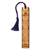Aquarius Zodiac Astrological Sign Handmade Engraved Wood Bookmark - Made in the USA