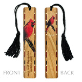 Cardinal Bird (Double Sided) on Handmade Wooden Bookmark  - Made in the USA