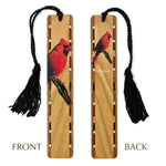 Cardinal Bird (Double Sided) on Handmade Wooden Bookmark  - Made in the USA