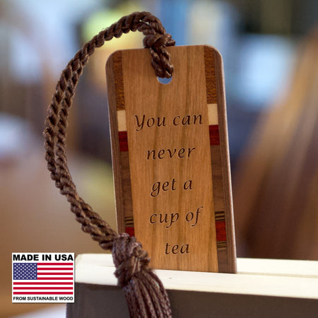 C.S. Lewis Quote "Long Book Large Cup Of Tea" Handmade Engraved Wooden Bookmark - Made in the USA