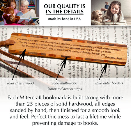 Christopher Robin Quote Engraved Handmade Wooden Bookmark  - Made in the USA
