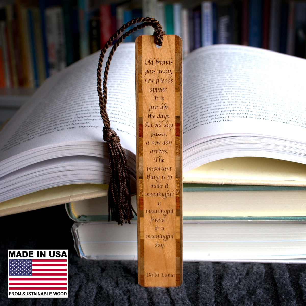 Dalai Lama Quote Handmade Engraved Wooden Bookmark - Made in the USA