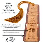 George R.R. Martin Quote Living a Thousand Lives Handmade Engraved Wooden Bookmark - Made in the USA