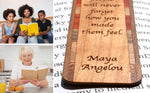 Poet Maya Angelou Feelings Quote Handmade Engraved Wooden Bookmark  - Made in the USA