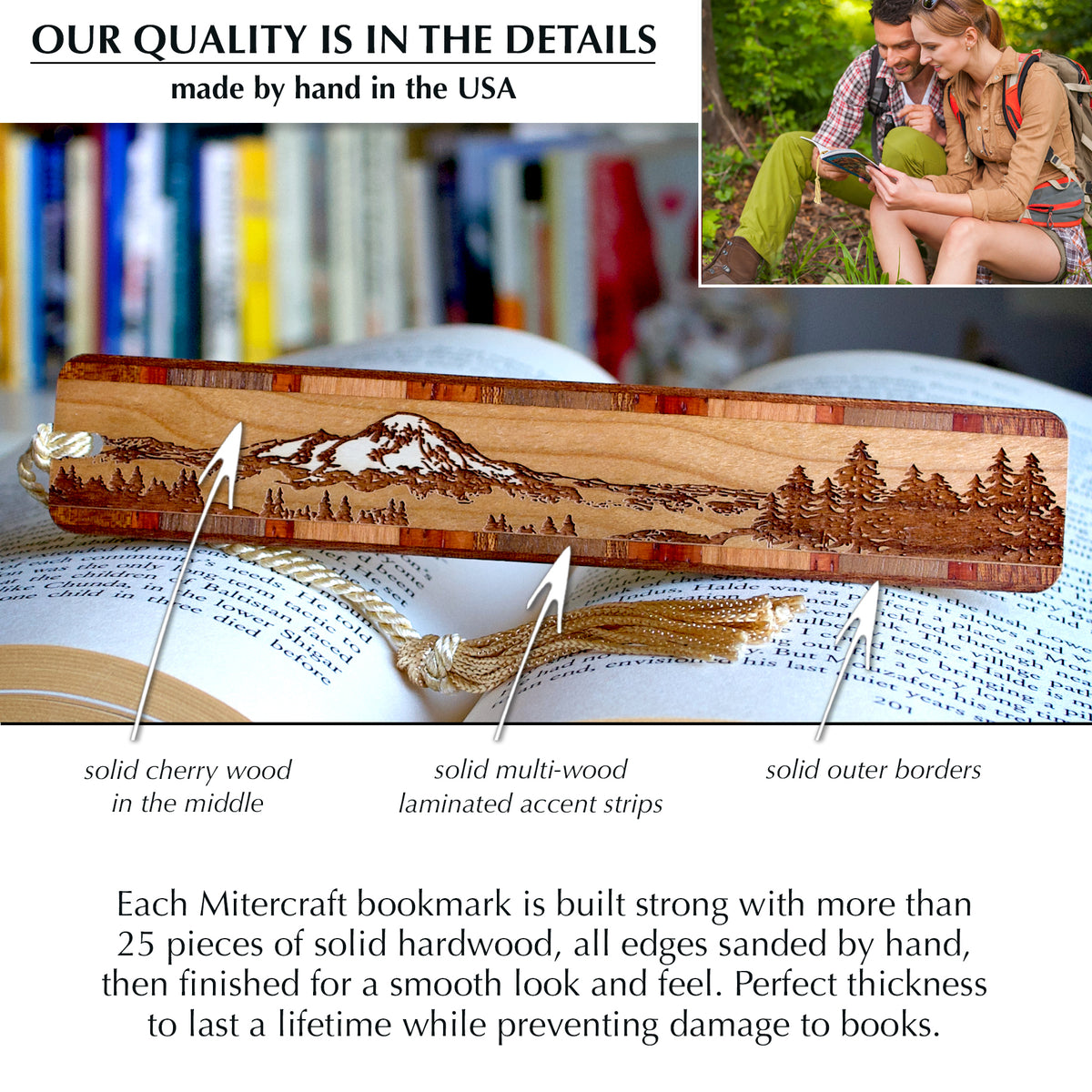 Mountain Wilderness Engraved Wooden Bookmark