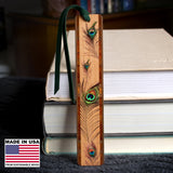 Peacock Feather Handmade Wooden Bookmark - Made in the USA