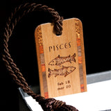 Pisces Zodiac Astrological Sign Handmade Engraved Wooden Bookmark - Made in the USA