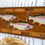Rainbow Trout Fish Handmade Engraved with added Color Wooden Bookmark - Made in the USA