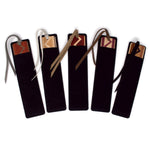 Set of Five Handmade Inlaid Wooden Bookmarks (with black gift pouches and optional suede tassels) 602 - Made in the USA