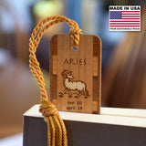 Aries Zodiac Astrological Sign Handmade Engraved Wooden Bookmark - Made in the USA