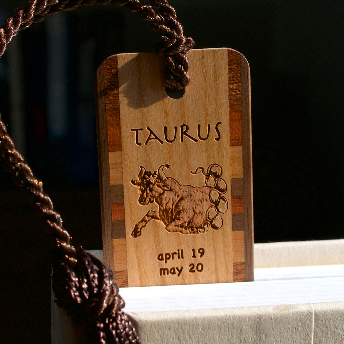 Taurus Zodiac Astrological Sign Handmade Engraved Wooden Bookmark - Ma